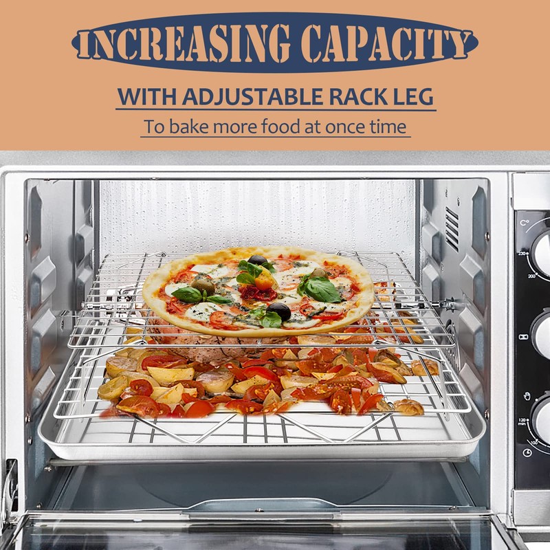 E-far 4-Tier Cooling Rack, 15”x10.1" Stainless Steel Stackable Wire Cooling