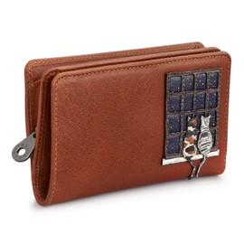 Yoshi Midnight Cats Flap Over Ladies Purse, Genuine Leather Womens Wallet