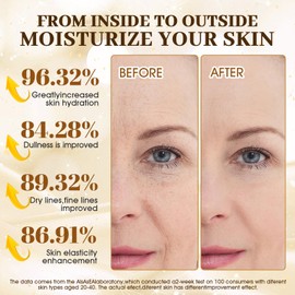 Collagen Boosting Mask, Womence Collagen Mask, Golden Collagen Face Mask, Women, 24 K Gold Face Masks Set, Sheet Mask, Moisturises and Brightens Skin Tone, Pack of 5