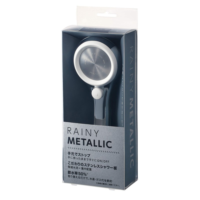 SANEI PS313-81XA-C Rainy Metallic Shower Head, Hand Stop, 50% Water