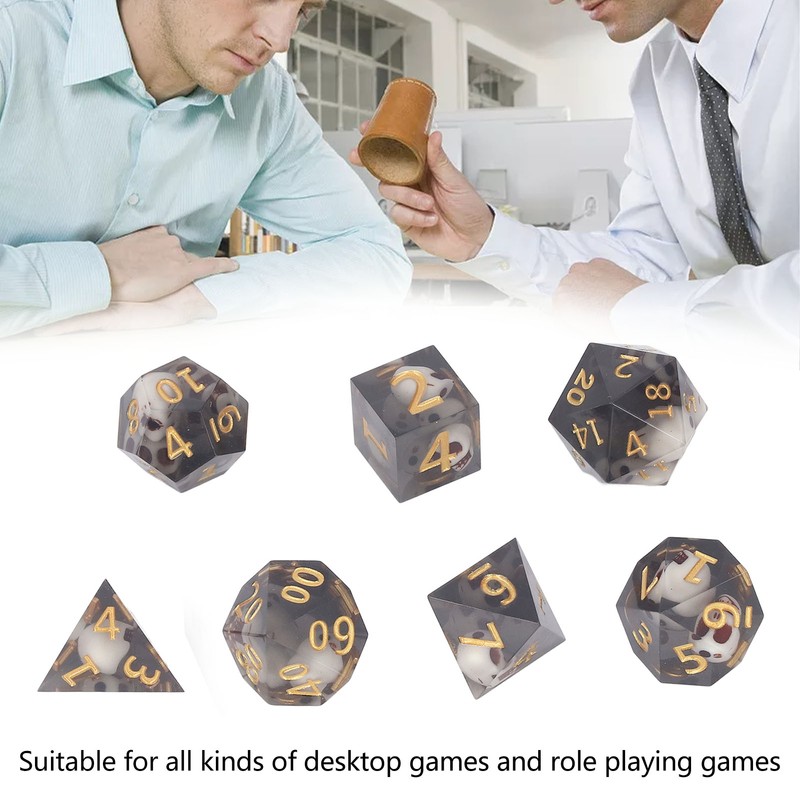Polyhedral Dice Set Role Playing Epoxy Resin Transparent Skull Dice