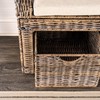 happimess HPM9104A Palermo 34.50" 2 Drawer Wicker Storage Bench, Rattan/Iron/Linen,
