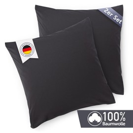 Blumtal set of 2 pillowcases - 100% cotton, super soft premium jersey pillowcase, anthracite, 60x60cm