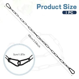 HJZHII 60 cm chain, black, steel chain, stainless steel chain, black chain, link chain, stainless steel chains, gate chain lock, gate bolt with carabiner, round steel chain for outdoor fences, spiral