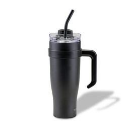 FACKELMANN XXL Thermal Drinking Cup - 1.2 L, Stainless Steel Drinking Cup in Black, Double-Walled Insulated, Leak-Proof, Cleaning by Hand - Ideal for Travel