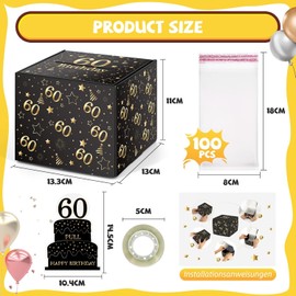 WenmthG Upgrade Funny Money Gifts Birthday 60, DIY Surprise Box, 60th Birthday Money Box for Cash Gift Draw, 60th Birthday Gift Box (13.3 x 13 x 11cm)