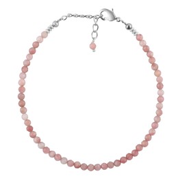 TGH Natural Pink Opal Beads Bracelet Micro Faceted 3-3.5 Beads Gemstones Jewelry For Her, Birthstone, Silver Plated Chain 8 inch, Valentine Day Gift (Pink Opal)