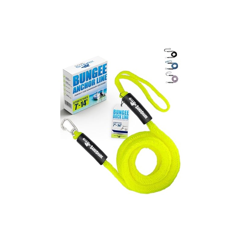 SandShark Premium Bungee Dock Line - Shock Absorbing Boat Accessory