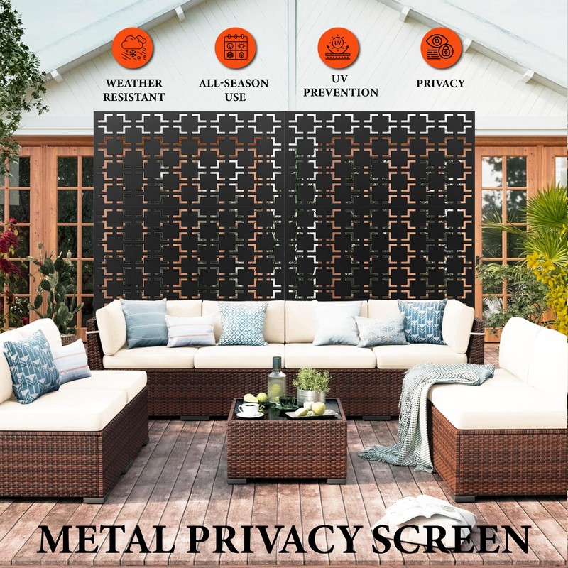 Metal Privacy Screen Outdoor 72" H x 47" W, Freestanding