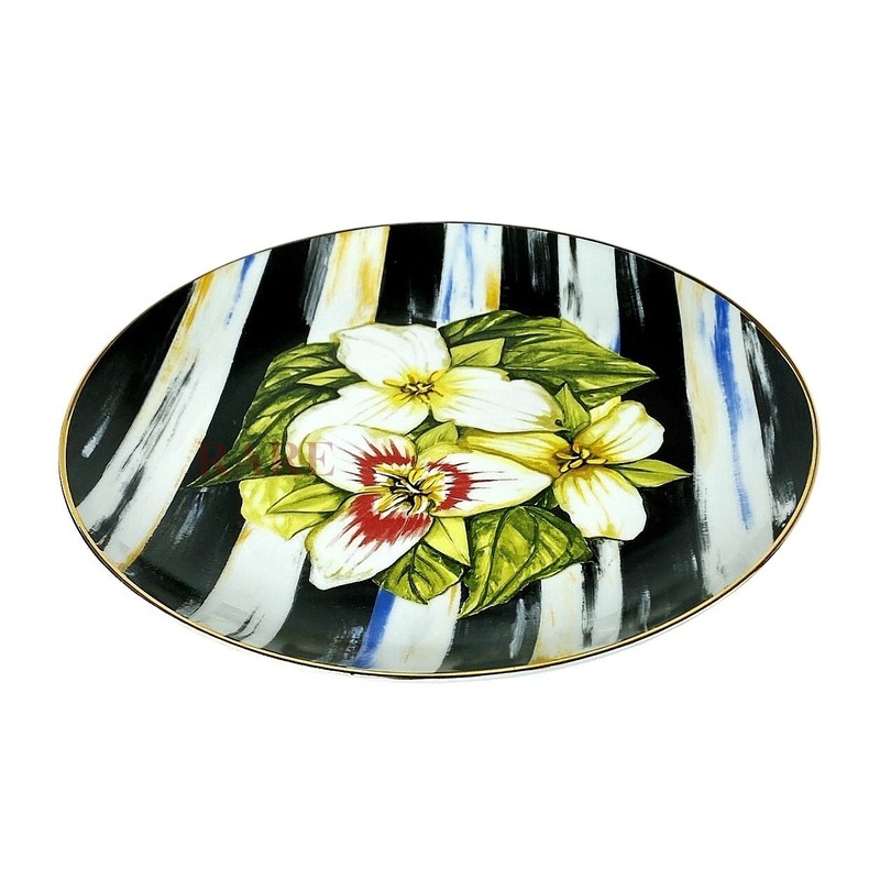 MacKenzie-Childs MacKenzie Childs Thistle & Bee Courtly Stripe 8.25" Trillium