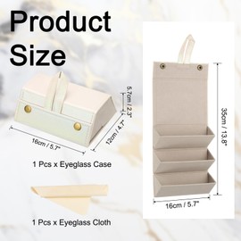 PATIKIL Travel Sunglasses Organizer, 3 Slot Foldable Sunglasses Holder Leather Sunglass Storage Organizer Case Portable for Multiple Glasses Organization, Gradient White