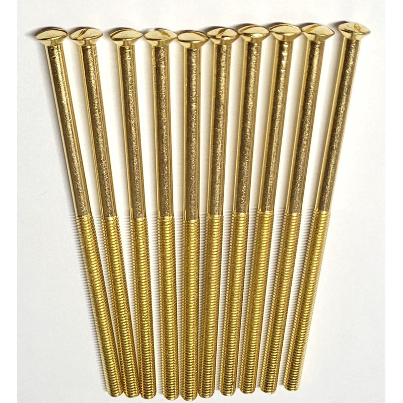 Pack of 10 Brass Electrical Screws 75mm X 3.5mm Brass(Gold)