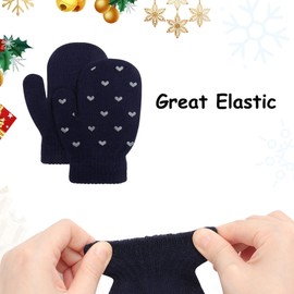 Toddler Stretch Mittens - Toddler Mittens Kids Winter Warm Knitted Magic Mittens Gloves Cute Dinosaur Paw Star Baby Mittens for 1-5 Year Old Boys and Girls