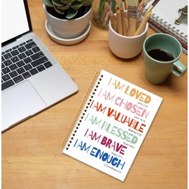KRHFG Inspirational Christian Spiral Notebook, I Am Loved Bible Verse Journal, Religious Scripture Journals for Writing, Bible Notebooks for Note Taking, Church Notes Journal, 5.5x8.3 Inch