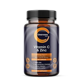 Vitamin C and Zinc Capsules - 180 Vegan Capsules with 1200mg Vitamin C and 25mg Zinc Per 2 Capsule Serving