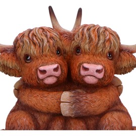 Nemesis Now Highland Hug Highland Hugging Cows Figurine, Resin, Brown, Cast in the Finest Resin, Expertly Hand-Painted