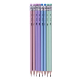 APLI Pack of 8 Pastel Graphite Pencils HB with Eraser 18824