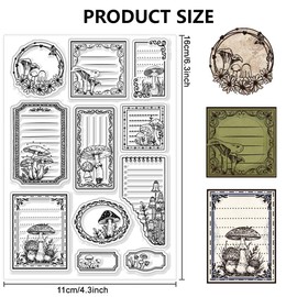 CHGCRAFT CHGCRAFT Mushroom Labels Clear Stamps Floral Borders Transparent Stamp Silicone Clear Stamp Seals for DIY Scrapbooking Journaling Photo Album Decorative Card Making