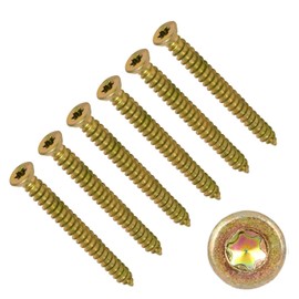 TERF Concrete Screws 7.5 X 40mm Torx Drive Flat Countersunk Head Use Without Plug For Brick Hollow Block Natural Stone Window Frame Door and General Joinery - Pack of 25, Zinc Yellow