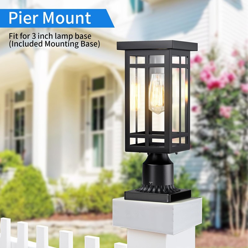 MYHXQ 14'' Outdoor Solar Post Light, Dusk to Dawn Solar