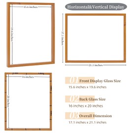 Volakk Floating Frames 16x20 Walnut Shadow Box Frame For Pressed Flower Floater Frame Double Glass Pressed Flower Floating Frame 20x24 Bouquet Frames For Wedding Memory