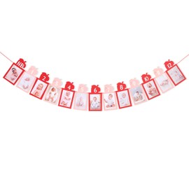 Strawberry 1st Birthday Photo Banner - Strawberry First Birthday Party Decoration, Berry Monthly Photo Banner, Fruit Milestone Photo Garland, For Newborn To 12 Months Summer Party Decoration