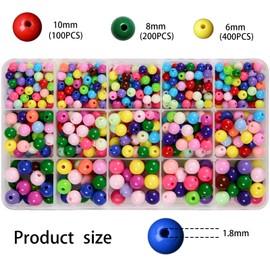 CHCCOYE 700Pcs Mix Size Acrylic Round Beads,6mm/8mm/10mm Round Acrylic Balls Beads, Plastic Resin Beads for Anklets Necklaces Bracelets DIY Jewelry Making Crafts (Mix Colors)
