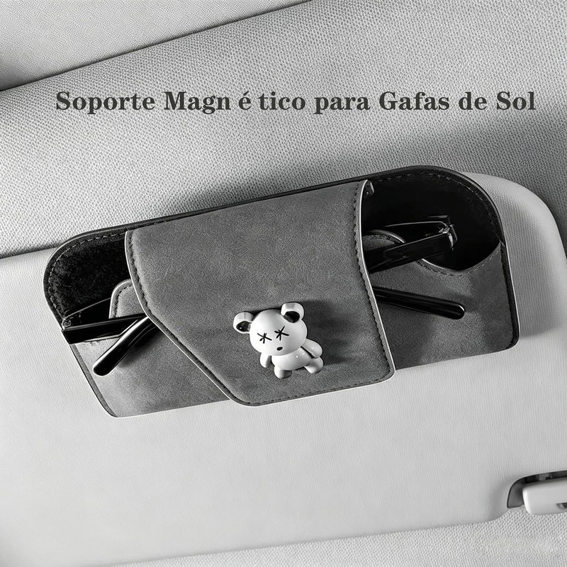 Guibell Soporte para Anteojos de Sol Auto Piel Magnético Gris