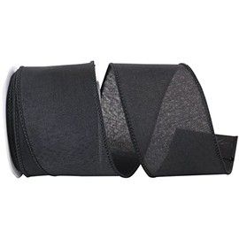 Reliant Ribbon 92573W-031-40F Everyday Linen Value Wired Edge Ribbon, 2-1/2 Inch X 10 Yards, Black