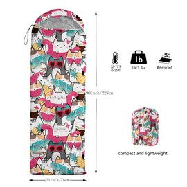 lneffble Cat Sleeping Bag for Kids Camping，Suitable for Children Boys and Girls Portable, Waterproof, Compact and Lightweight, Great for Outdoor Camping, Backpacking and Hiking