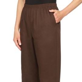 Alfred Dunner womens All Around Elastic Waist Cotton Short Twill Pants, Chocolate, 18 US