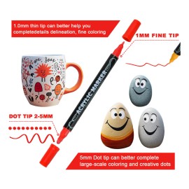 72 Colores Plumones Acrílica Marcadores Arte Punta 1mm Fino Resistente Agua, Rotuladores Para Colorear Madera Piedra Vidrio Plástico Metal Caucho Lienzo Superficies UNUNMX