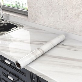 Marble Contact Paper Peel and Stick Countertops for Kitchen Countertop Peel and Stick Waterproof Faux Marble Wallpaper for Bathroom Granite Self-Adhesive Wallpaper Glossy Desk Table Cover 15.7“×78.7”