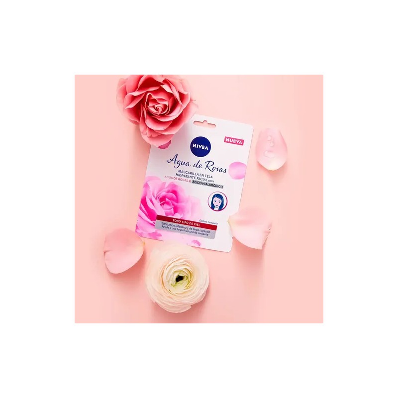 Nivea Mascarilla Facial con Agua de Rosas y Ácido Hialurónico,