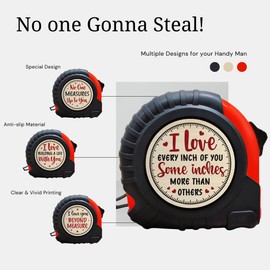 WANDER PRINTS Funny and Playful Gift for Him, Husband, Boyfriend - 16 Ft Fractions 1/8 Retractable Measuring Tape - Woodworking, Carpenter Tool Gifts for Men - 5 Meters Rolling Tape Measure