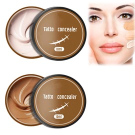 2 Colors Tatto Cover up Makeup Concealer,Waterproof Tatto Cover up,Tatto Cover up Waterproof,Waterpr/oof Full Cov/erage Ta/tto Skin Concealer,Body Makeup Conce/aler Set,Invisible Tatt/o Conce/aler Set