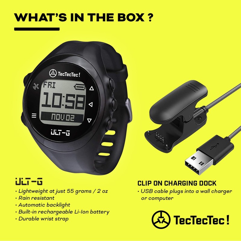 TecTecTec ULT-G Stylish, Lightweight and Multi-Functional Golf GPS Watch, Durable