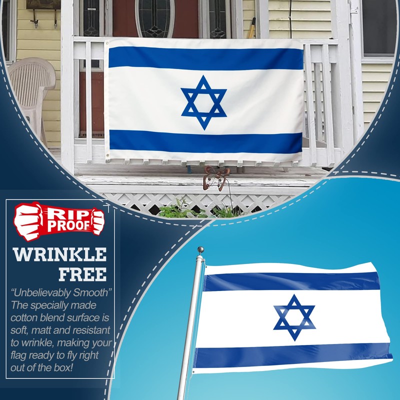 Anley Rip-Proof Double Sided 3-Ply Israel Flag 3x5 Foot -