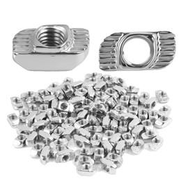 Pack of 100 M6 T-Slot Nuts for Slot 8 Aluminium Profile 30 x 30, T-slot Nut Made of Carbon Steel, Nickel-Plated, Accessories for Aluminium Profiles, for DIY Projects and Industrials