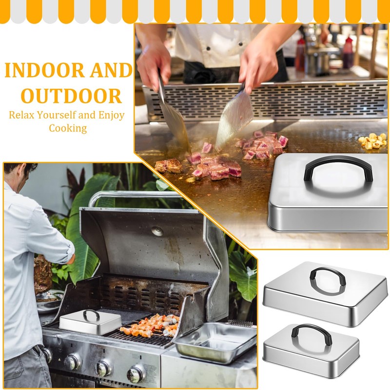 2pcs Rectangular Basting Cover, Stainless Steel Cheese Melting Dome Basting