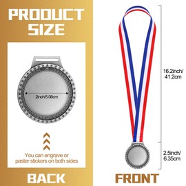 Sasylvia Blank Award Medals with Neck Ribbons Create Your Own Medals Kit Cheer Winner Participation Trophy Metal Gifts for Soccer Football Party Game (Antique Silver,150 Pcs)