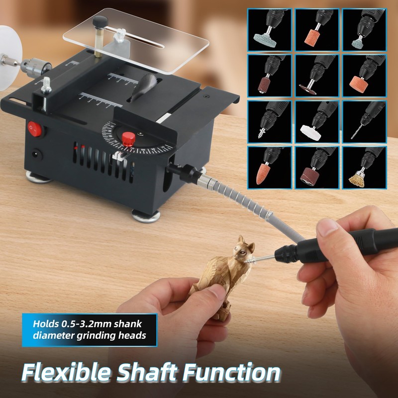 Adjustable Mini Table Saw for Woodworking, Portable Craft Saw with