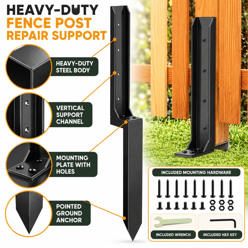 Fence Post Repair Kit for Reinforcing Fence Posts – Heavy-Duty