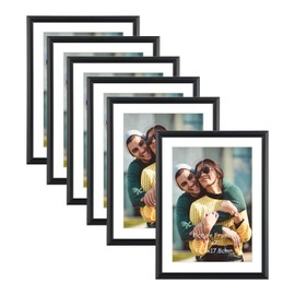Ditwis Black 7x5 Photo Frame with Mat - Set of 6, 8x6 Picture Frames without Mat, Suitable for Bedrooms, Living Rooms - Wall and Table Display