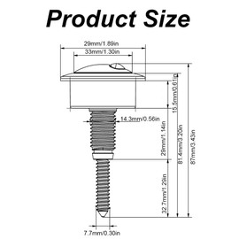 1Pcs Dual Flush Toilet Cistern Push Button, Toilet Push Button Flush Replacement Part (Gold)