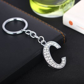 BESPMOSP A-Z Letter Keychain Keyring Crystal Shiny Family Best Friend Jewellery (C)
