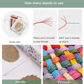 Craftstitch Cross Stitch Kit 11 Count Embossing for Adults Pre-Printed Pattern Easy Embroidery Kit for Beginners DMC Yarns Needlework The Little Fox in Winter 44cm x 44cm