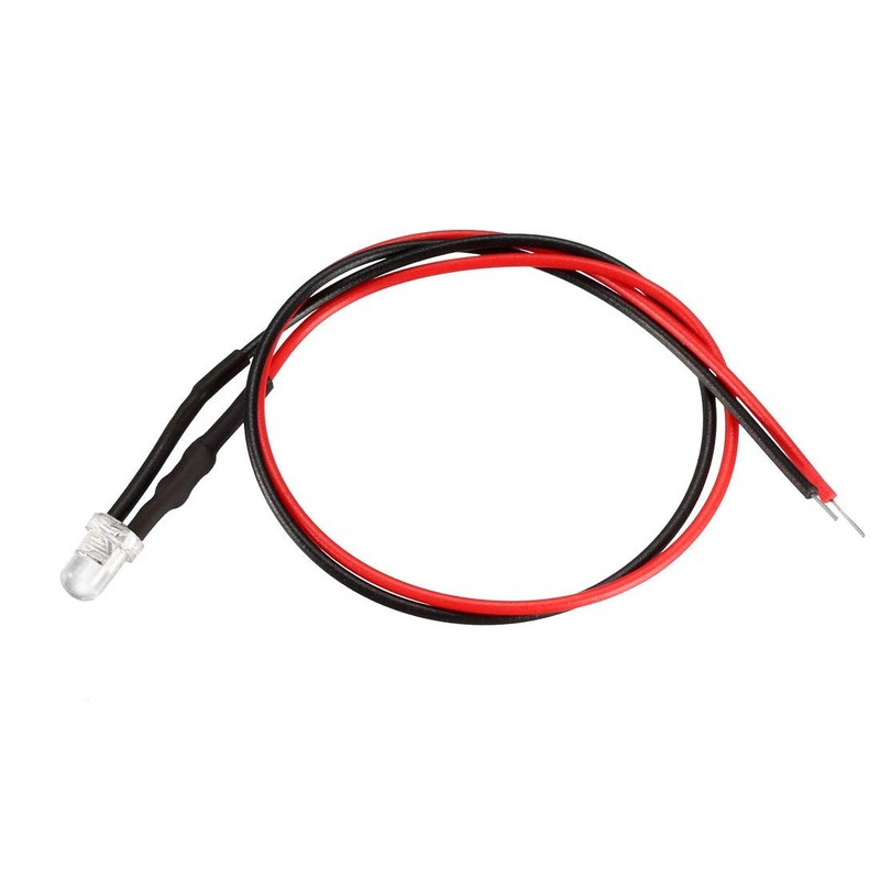 sourcing map 20Pcs 3mm Pre Wired LED, Red DC3-5V Clear