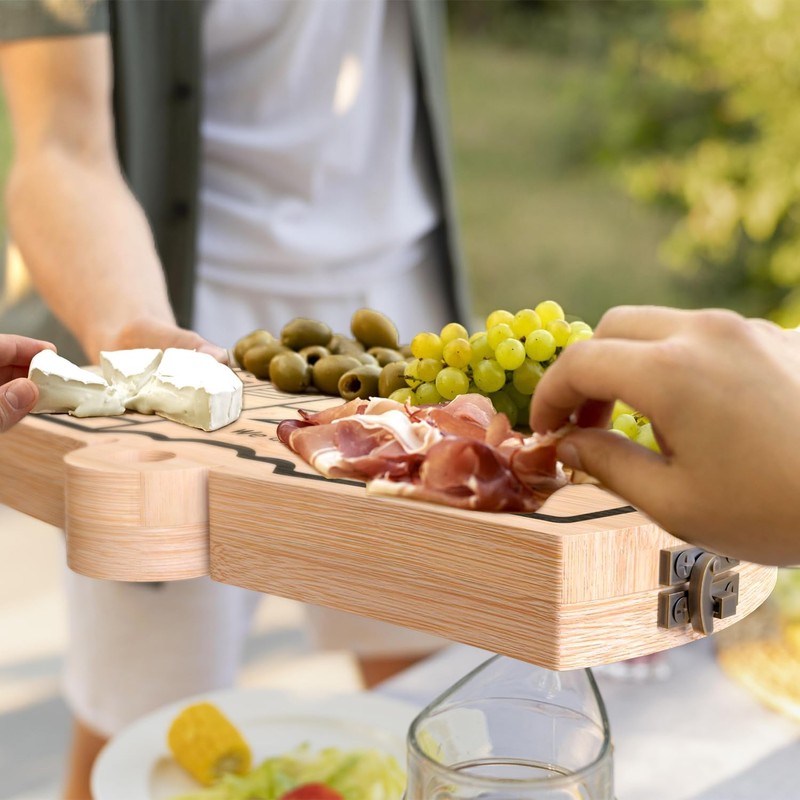 Foldable Bamboo Charcuterie Board Set - Unique Cheese Cutting Board
