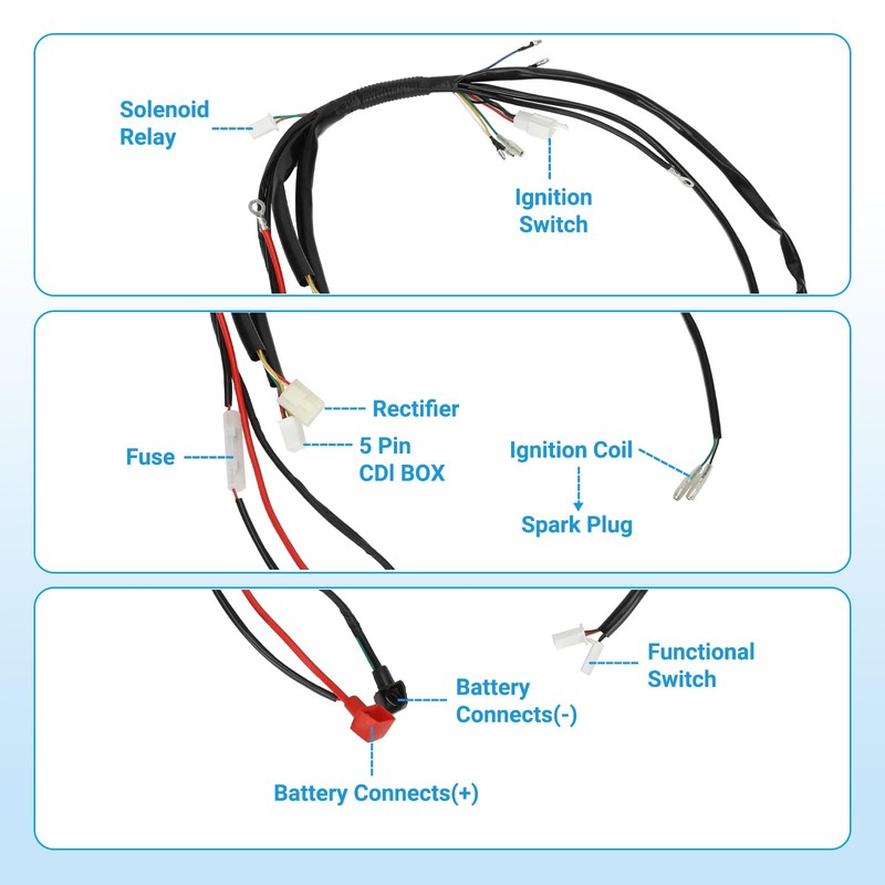 EOPOAYI Pit Bike Wiring Harness Electric Start Compatible with 50cc